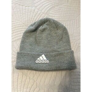 Adidas Men's Embroidered Logo Knit Cuff Beanie Gray & White, Performance Outdoor